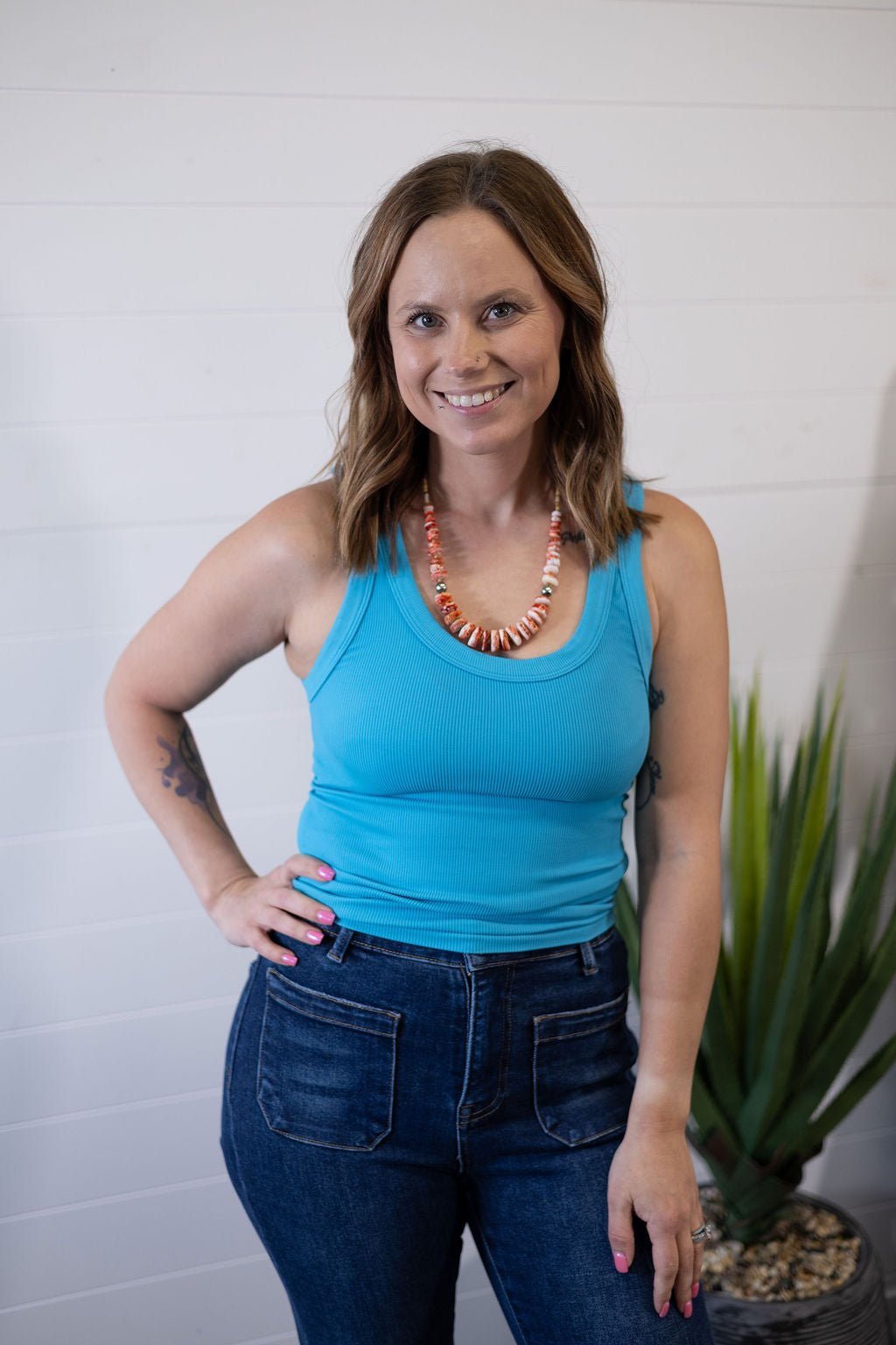 NikiBiki Reversible Ribbed Western Basics Tank Top — Scoop or Crew Neck (Made in USA Best-Seller)