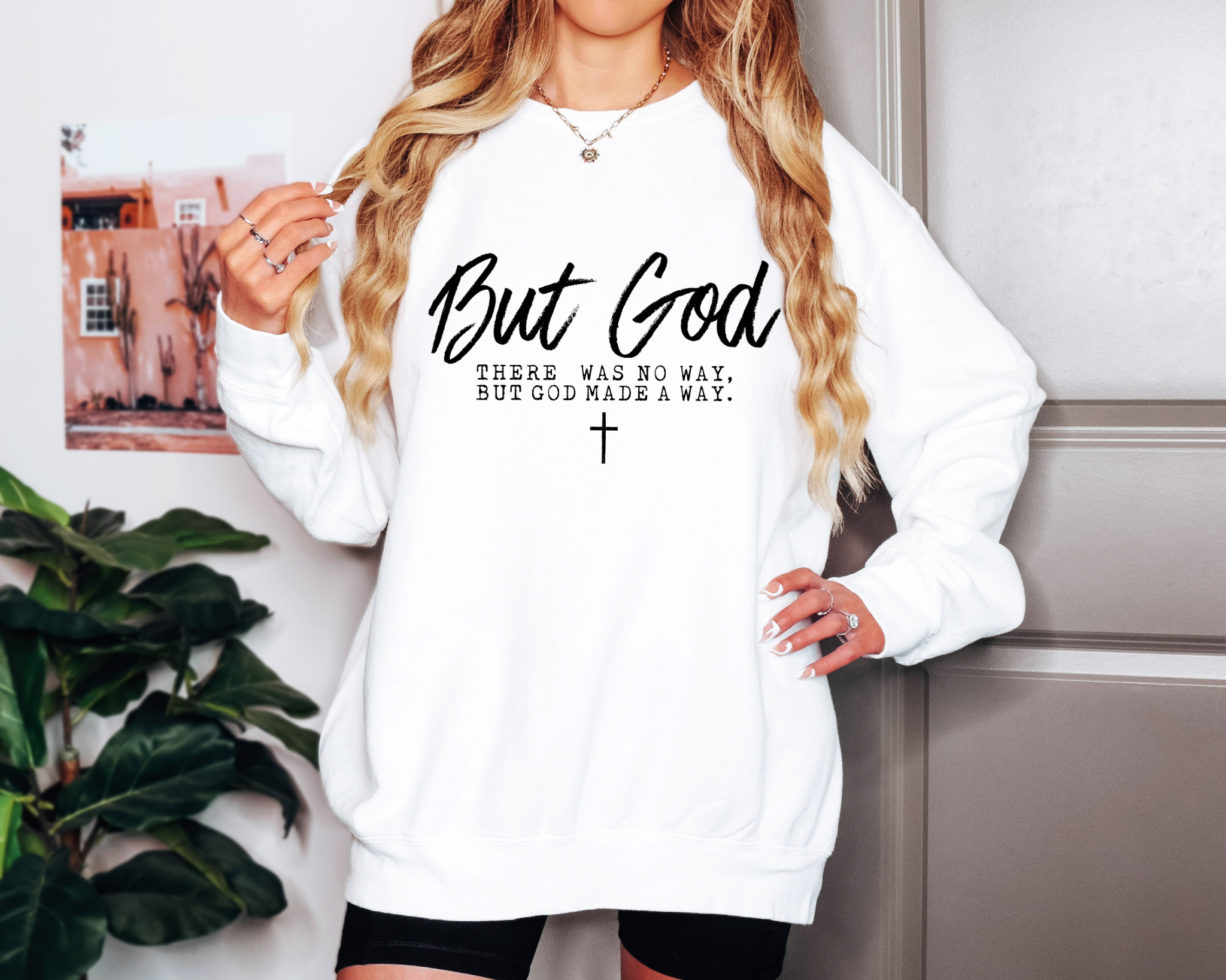 But God Christian Comfort Colors Sweatshirt – Faith Graphic Crewneck – Inspirational Christian Pullover
